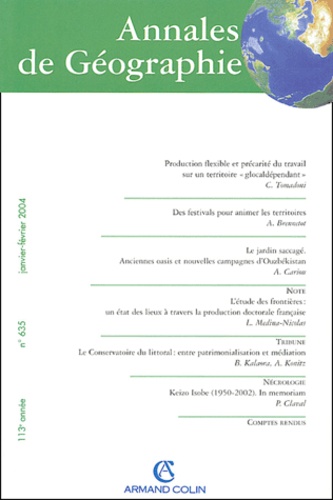 Claudia Tomadoni et Arnaud Brennetot - Annales de Géographie N° 635 Janvier-Févri : .