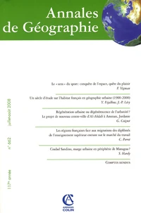 Annales de Géographie N° 662, juillet-août 2008