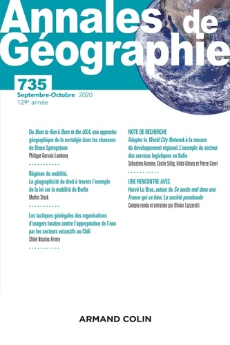 Véronique Fourault-Cauët et Christophe Quéva - Annales de Géographie N° 735, septembre-octobre 2020 : .