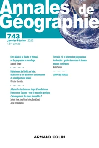 Annales de Géographie N° 743, janvier-février 2022