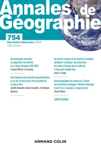 Annales de Géographie N° 753, 5/2023