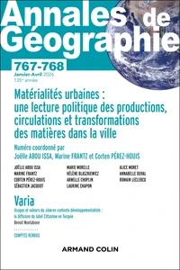 Annales de Géographie N° 767-768, 1-2/2026