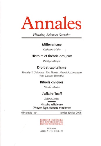 Catherine-Laurence Maire et Philippe Mongin - Annales Histoire, Sciences Sociales N° 1, Janvier-févrie : .