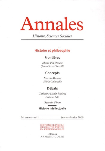Jean-Pierre Cavaillé et Martin Mulsow - Annales Histoire, Sciences Sociales N° 1, Janvier-févrie : Histoire et philosophie.