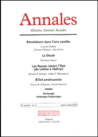  Armand Colin - Annales Histoire, Sciences Sociales N° 2 Mars-Avril 2003 : .