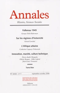 Annales Histoire, Sciences Sociales N° 5, Septembre-Octobre 2006