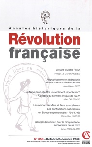 Philippe de Carbonnières et Jean-Fabien Spitz - Annales historiques de la Révolution française N° 358, Octobre-Déce : .
