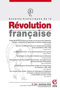 Renaud Faget et Wolfgang Kruse - Annales historiques de la Révolution française N° 360, Avril-juin 2 : .