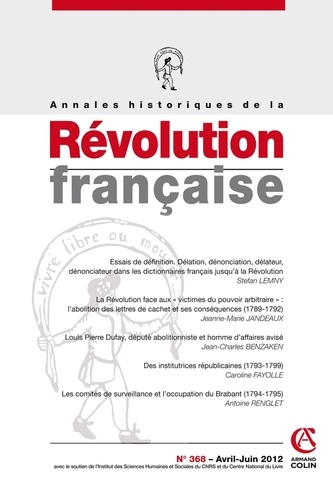Annie Crépin - Annales historiques de la Révolution française N° 368, avril-juin 2 : .
