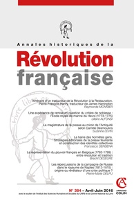  Armand Colin - Annales historiques de la Révolution française N° 384, avril-juin 2016 : .