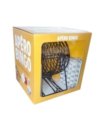  Hachette - Apéro Bingo - Tirez les bons numéros ! Coffret avec 1 tambour de bingo en métal, 75 boules, 18 grilles et 1 carte de tirage.