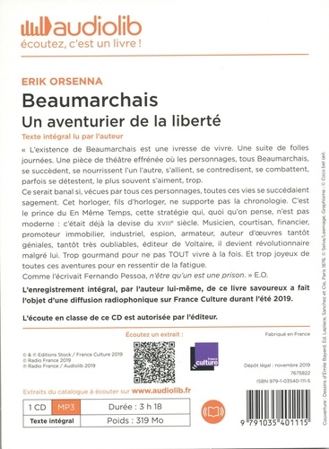 Beaumarchais, un aventurier de la liberté  avec 1 CD audio MP3