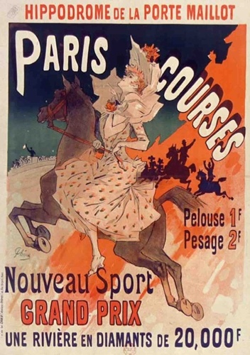Jules Chéret - Carnet Blanc Affiche Hippodrome Porte Maillot Paris.