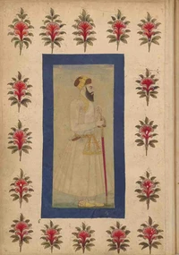 Carnet Blanc Notable indien en pied, miniature 18e