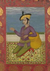 Carnet Blanc Prince indien à genoux, miniature 18e