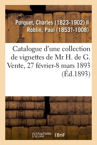 Catalogue d'une importante collection de vignettes, portraits, estampes, dessins