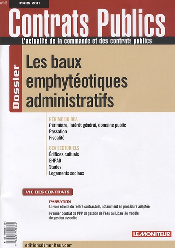 Philippe Terneyre - Contrats publics N° 108, Mars 2011 : Les baux emphytéotiques administratifs.