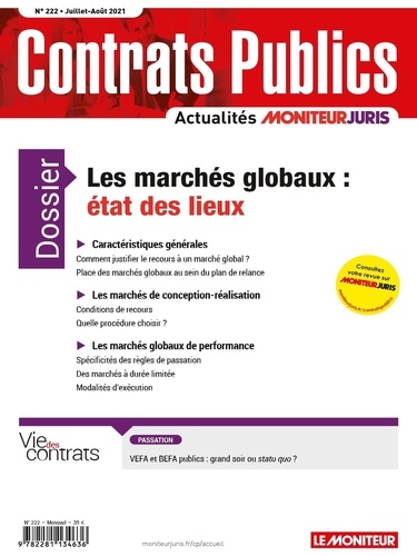 Richard Deau - Contrats publics N° 222, juillet-août 2021 : Les marchés globaux : état des lieux.