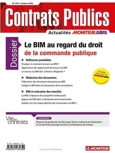 Richard Deau - Contrats publics N° 235, octobre 2022 : Le BIM au regard du droit de la commande publique.