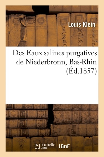 Des Eaux salines purgatives de Niederbronn, Bas-Rhin