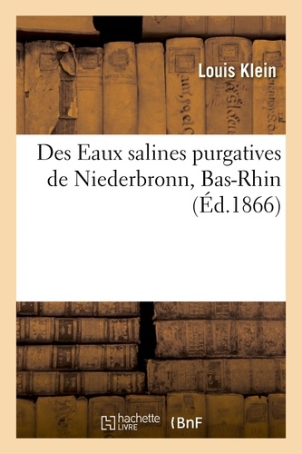 Des Eaux salines purgatives de Niederbronn, Bas-Rhin