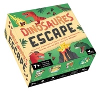 Loïc Duchateau et  Shiilia - Dinosaures escape - Avec 4 posters réversibles, 1 boîte qui se déplie en plateau de jeu, 60 cartes et 1 loupe filtre rouge.