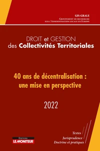 Droit et gestion des collectivités territoriales