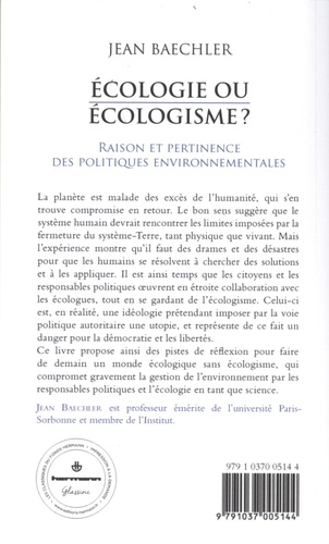Ecologie ou écologisme ?. Raison et pertinence des politiques environnementales