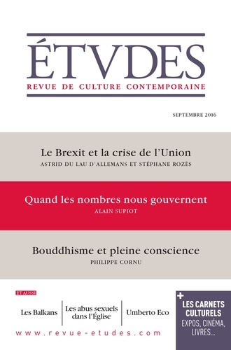 Astrid du Lau d'Allemans et Stéphane Rozès - Etudes N° 4230, septembre 2016 : Le Brexit et la crise de l'Union.