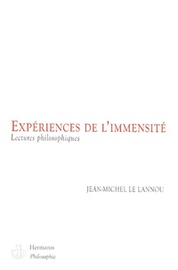 Jean-Michel Le Lannou - Expériences de l'immensité - Lectures philosophiques.