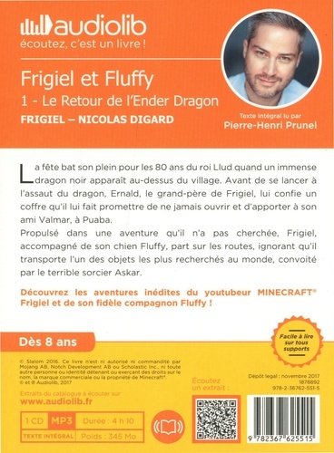 Frigiel et Fluffy Tome 1 Le retour de l'Ender dragon -  avec 1 CD audio MP3