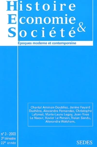 Histoire Economie et Société N° 3 / 2003, 3e trimestre