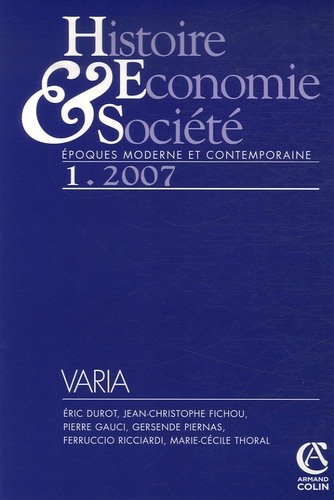 Eric Durot et Jean-Christophe Fichou - Histoire, Economie & Société Mars 2007 : .
