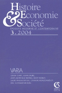 Olivia Carpi - Histoire, Economie & Société N° 3, Juillet-septem : Varia.