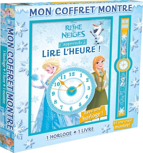  Hachette Jeunesse - La Reine des Neiges, j'apprends à lire l'heure ! - Contient 1 horloge, 1 livre et 1 montre.