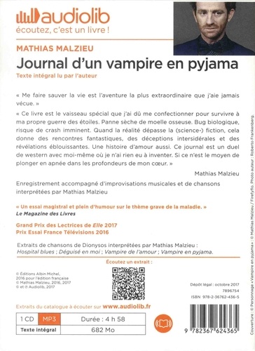 Journal d'un vampire en pyjama - Suivi de Carnet... de Mathias Malzieu -  Livre - Decitre