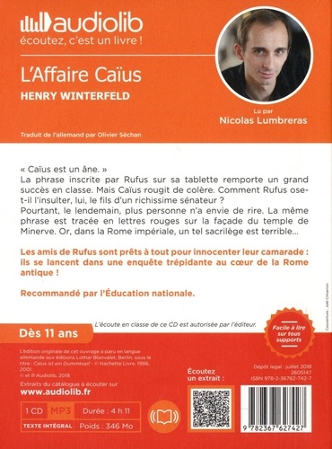 L'affaire Caïus  avec 1 CD audio MP3