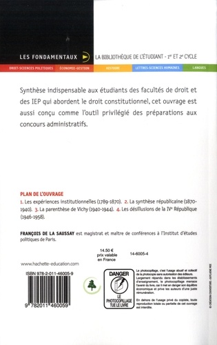 L'héritage institutionnel français. 1789-1958 2e édition