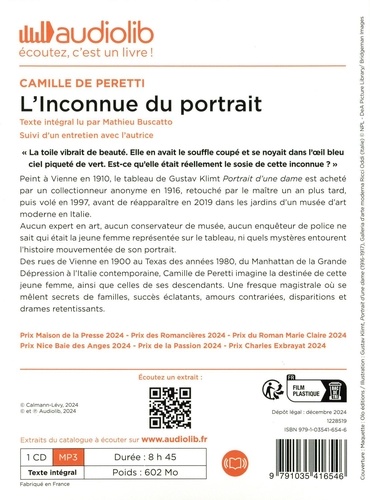 L'inconnue du portrait. Suivi d'un entretien avec l'autrice  avec 1 CD audio MP3