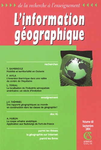 Tamatoa Bambridge et Fernand Avila - L'information géographique N° 68, Septembre 2004 : .