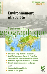 Nathalie Jouven - L'information géographique N° 70, Septembre 2006 : Environnement et société.
