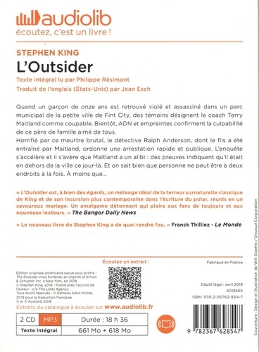 L'Outsider  avec 2 CD audio MP3