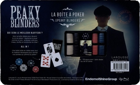 La boîte à poker des Peaky Blinders. Avec 150 jetons, 1 jeu de 52 cartes, 1 règle de jeu