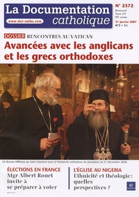 Vincent Cabanac - La documentation catholique N° 2372, 21 janvier : Avancées avec les anglicans et les grecs orthodoxes - Rencontres au Vatican.