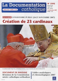 Vincent Cabanac - La documentation catholique N° 2392, 16 décembre : Consistoire public (24-25 Novembre) - Création de 23 cardinaux.