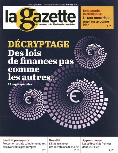Romain Mazon - La gazette des communes, des départements, des régions N° 4/2550, du 1er au 7 février 2021 : Des lois de finances pas comme les autres.