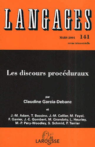 Claudine Garcia-Debanc - Langages N° 141 Mars 2001 : Les discours procéduraux.
