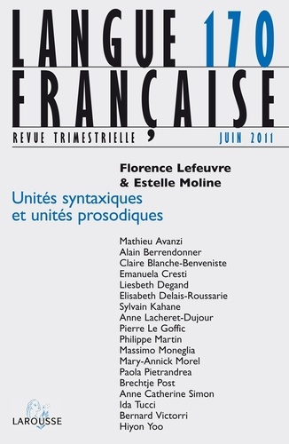 Florence Lefeuvre et Estelle Moline - Langue française N° 170, juin 2011 : .