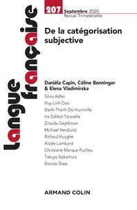 Daniéla Capin et Céline Benninger - Langue française N° 207, septembre 2020 : De la catégorisation subjective.