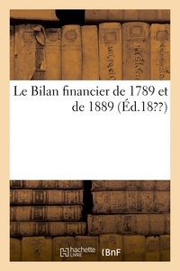  France - Le Bilan financier de 1789 et de 1889.